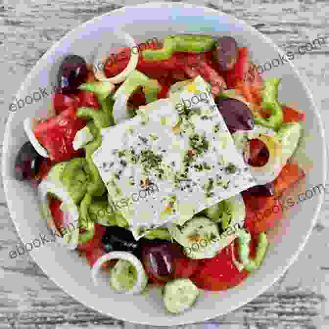 Authentic Greek Salad With Chopped Tomatoes, Cucumbers, Onions, Olives, And Feta On A White Plate Selected Mediterranean Salads: 50 Healthy And Delicious Mediterranean Salad Recipes (Mediterranean Diet Mediterranean Recipes European Food Low Cholesterol 3)