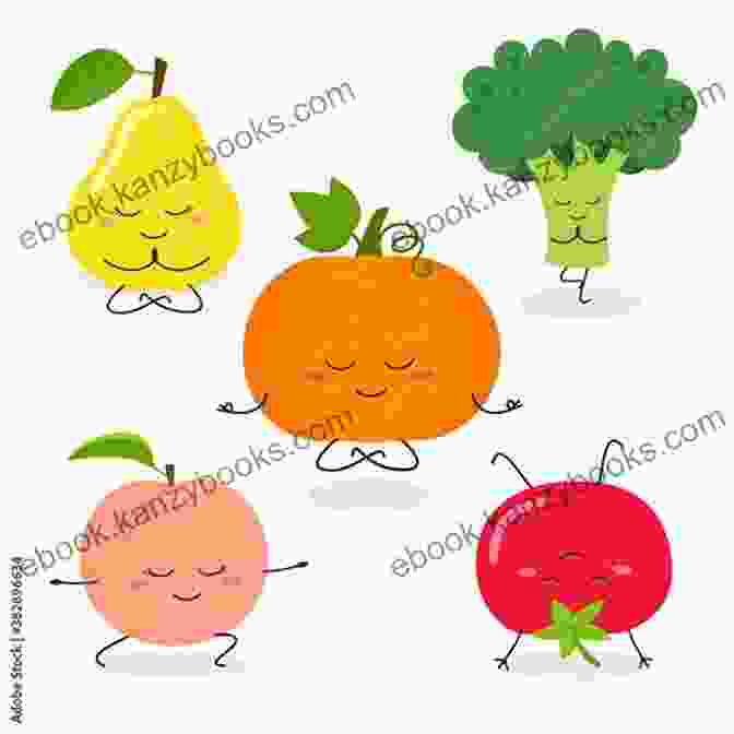 Fruits, Vegetables, And Yoga Poses, Symbolizing The Holistic Aspects Of The Book System Of Physical Training Lasting Happiness