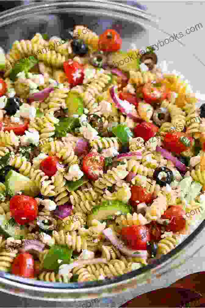 Summery And Refreshing Mediterranean Pasta Salad With Pasta, Vegetables, Olives, And Feta In A Large Bowl Selected Mediterranean Salads: 50 Healthy And Delicious Mediterranean Salad Recipes (Mediterranean Diet Mediterranean Recipes European Food Low Cholesterol 3)